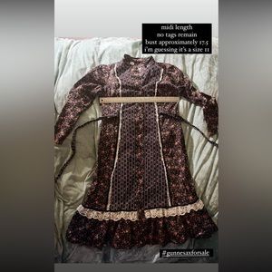 Gorgeous dark colored midi style gunne sax style prairie dress